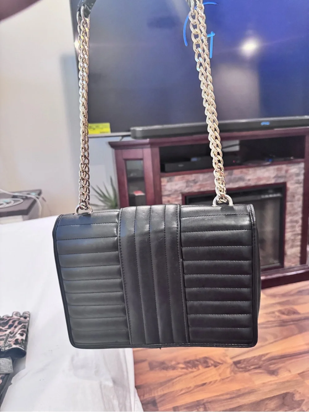 Love Moschino Black Quilted Messenger Bag with Gold Logo